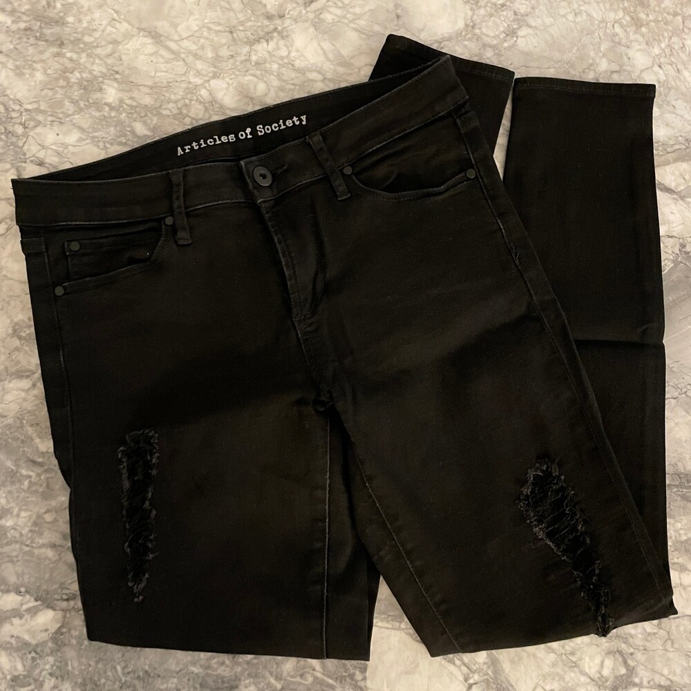 Articles Of Society Distressed Classic Black Jeans 28